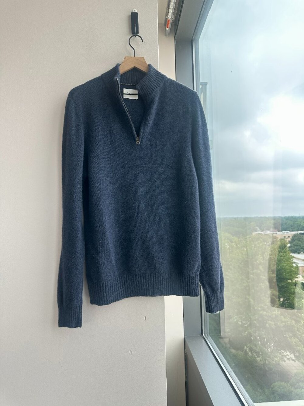 Billy Reid Mens Made In Italy Camel Extra Fine Merino Wool Half Zip Sweater L